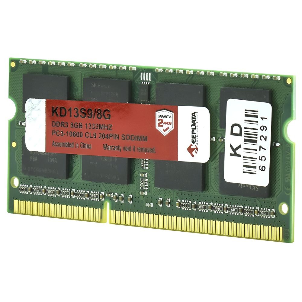 Memória RAM para Notebook Keepdata DDR3 8GB 1333MHz KD13S9/8G SO-DIMM CL9 1.5V Para Upgrade de Desempenho
