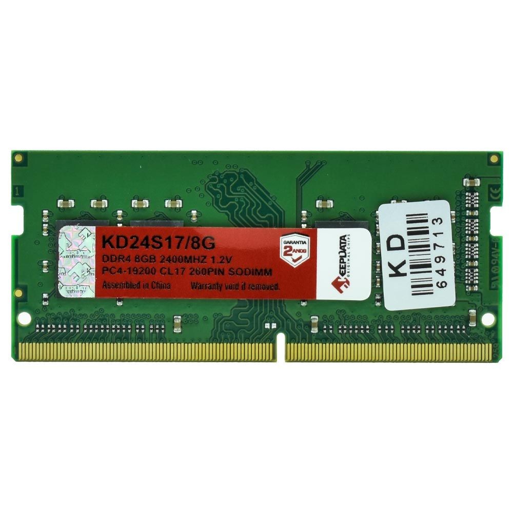 Memória RAM Notebook Keepdata DDR4 8GB 2400MHz KD24S17/8G SODIMM SO-DIMM 260-Pin CL17 1.2V Desempenho Upgrade