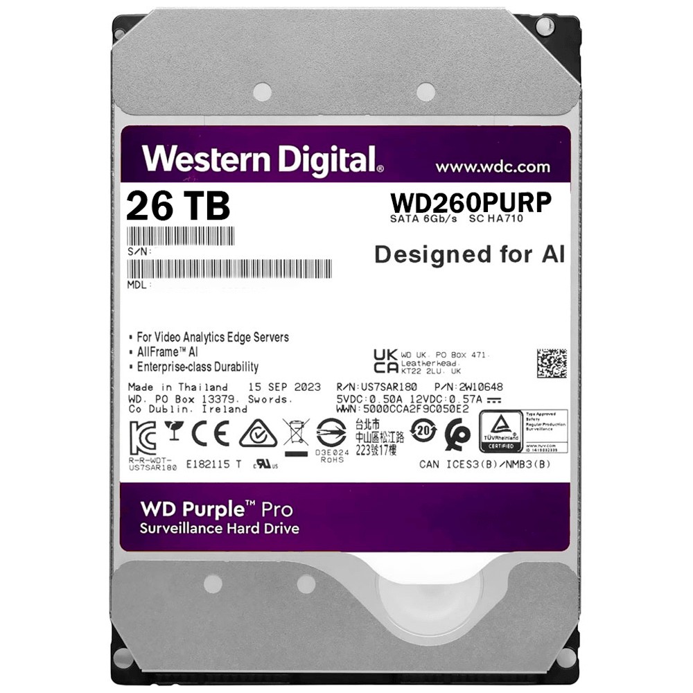 HD Western Digital 26TB WD Purple Pro 3.5" SATA 3 7200RPM - WD260PURP