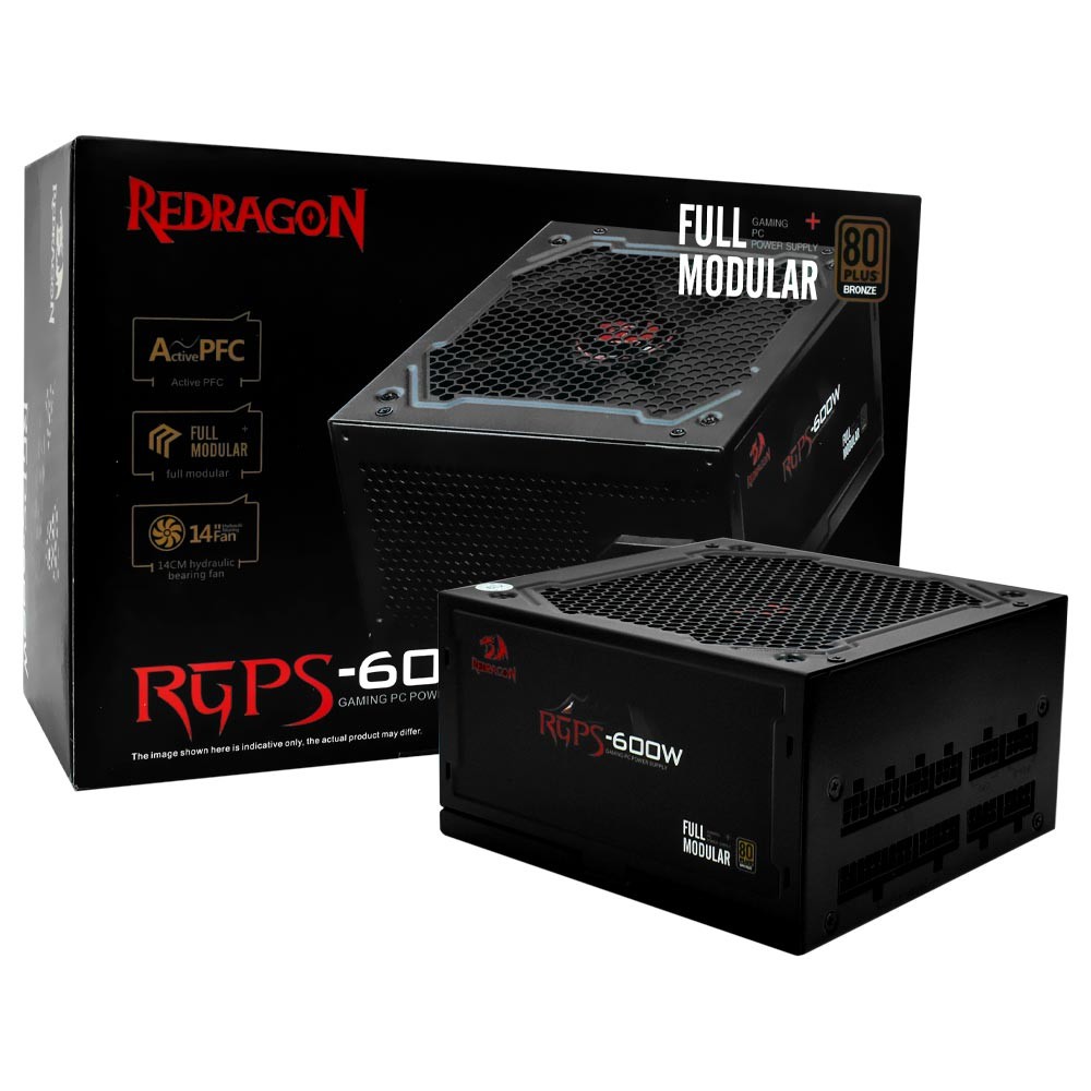Fonte Gamer 600W Redragon PS003 Semi Modular 80 Plus Bronze PFC Ativo