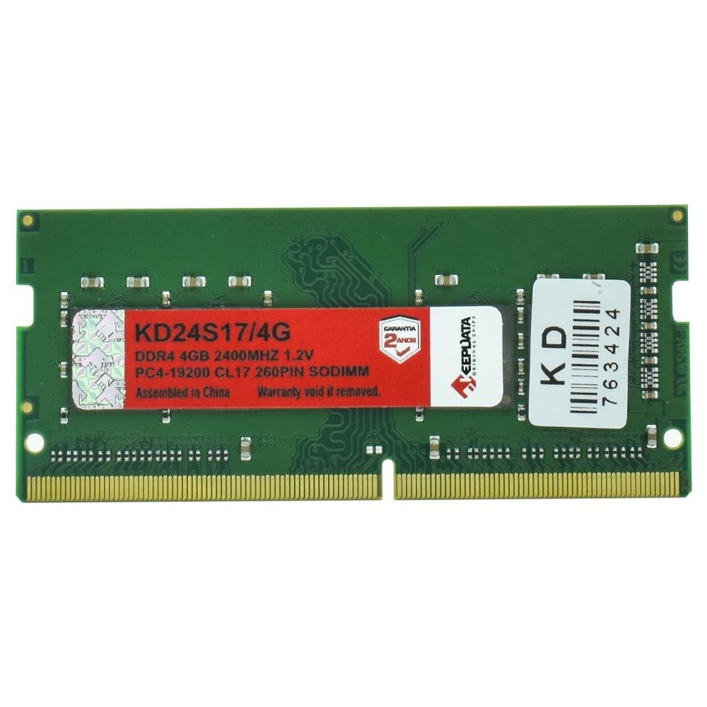 Memória RAM para Notebook Keepdata DDR4 4GB 2400MHz KD24S17/4G SODIMM CL17 1.2V Performance Upgrade