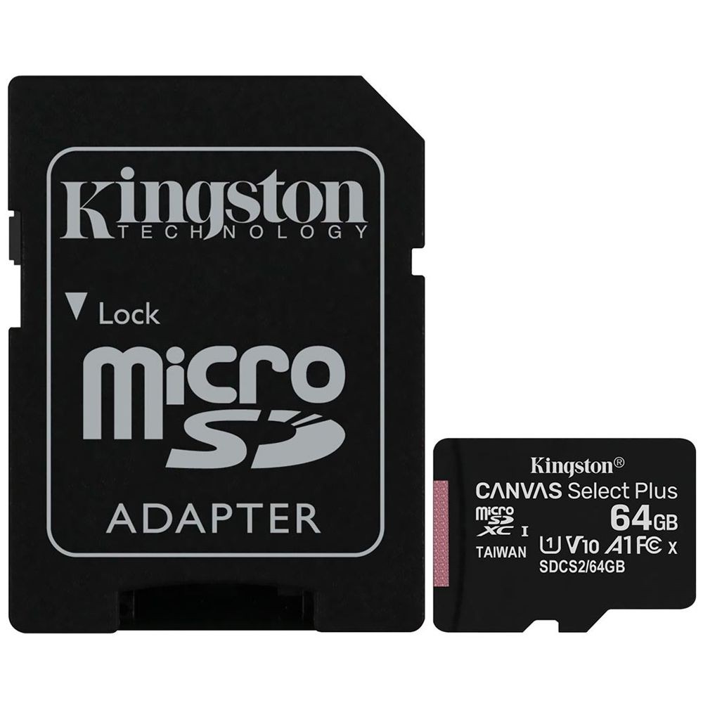 Cartão de Memória Micro SD Kingston Canvas Select Plus 64GB Classe 10 UHS-I 100MB/s Adaptador SD Celular Câmera Nintendo Switch