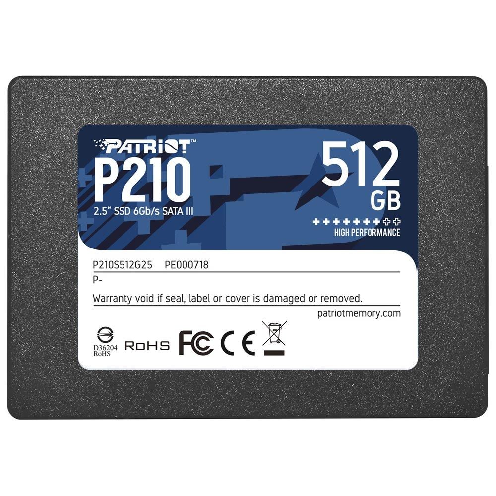 SSD Patriot P210 512GB 2.5 SATA 3 P210S512G25 Interno 500MB/s Leitura Notebook PC Desktop