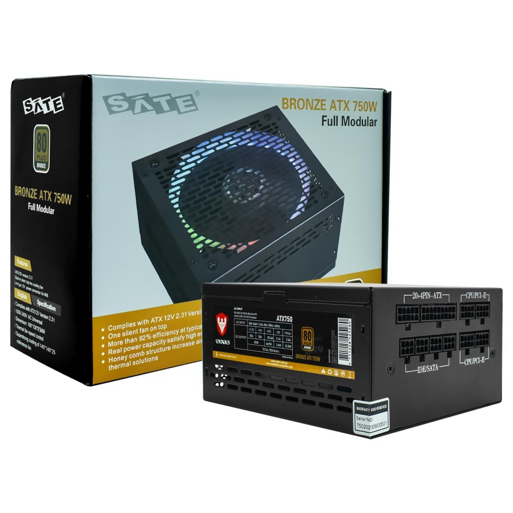 Fonte Gamer Satellite 750W ATX Modular 80 Plus Bronze RGB Bivolt