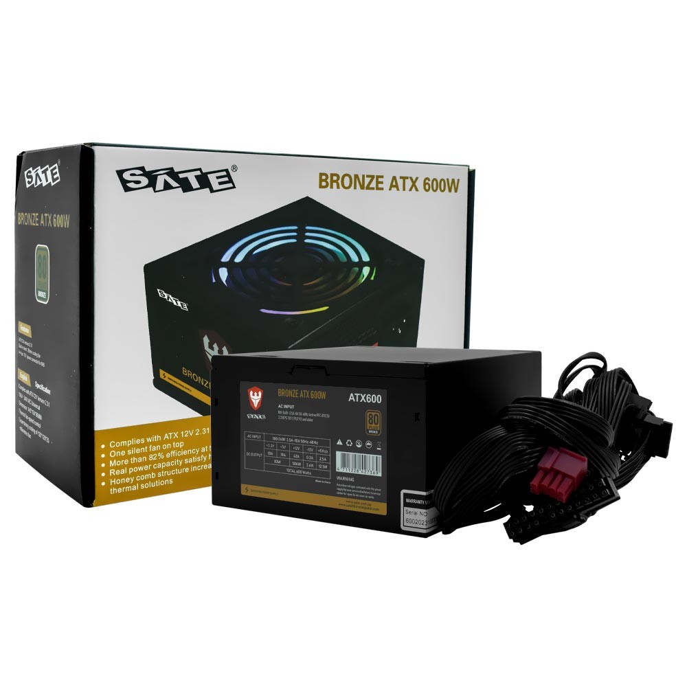 Fonte para PC Gamer Satellite 600W ATX 80 Plus Bronze Bivolt Silenciosa