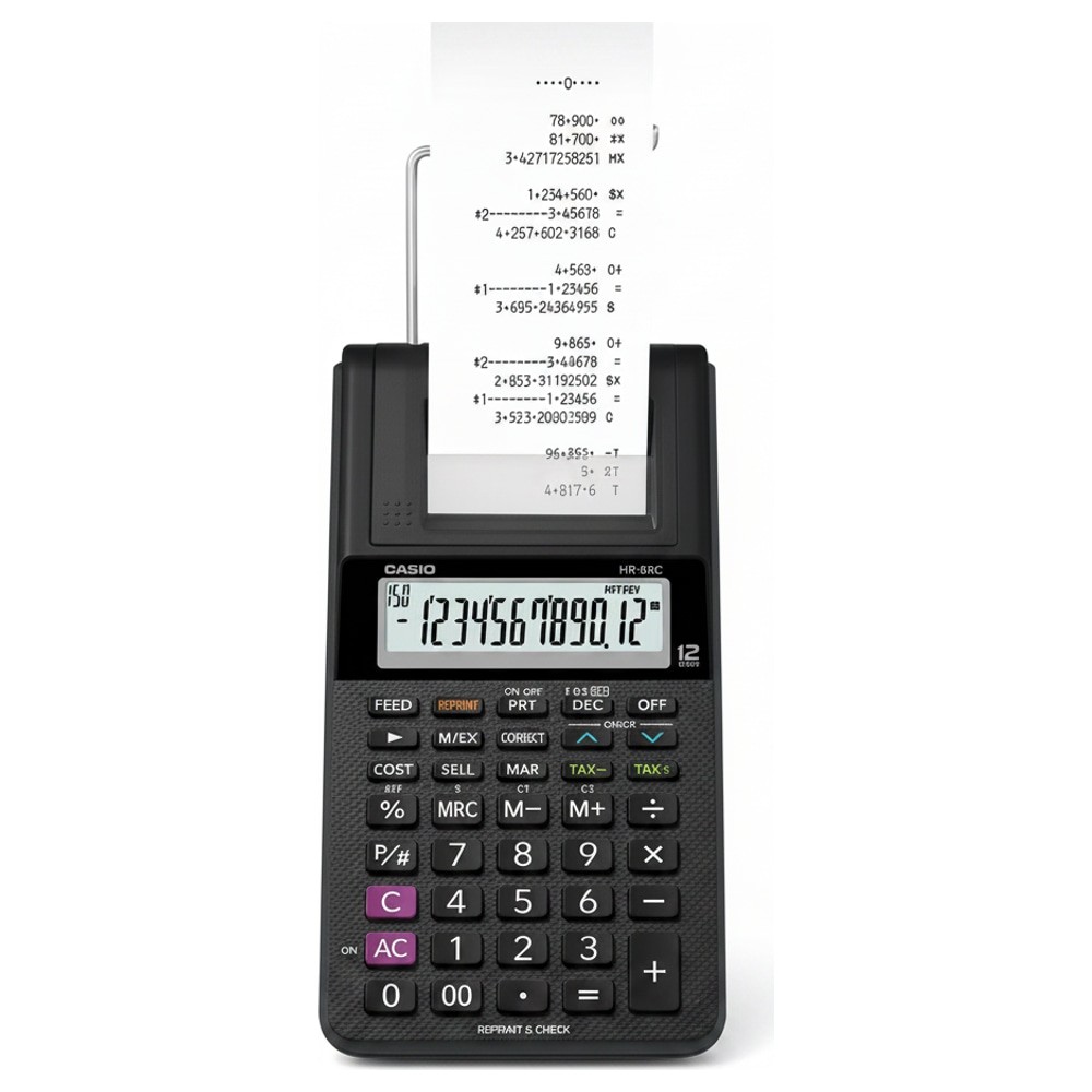 Calculadora Casio HR-8RC Impressora 12 Dígitos Preta Compacta