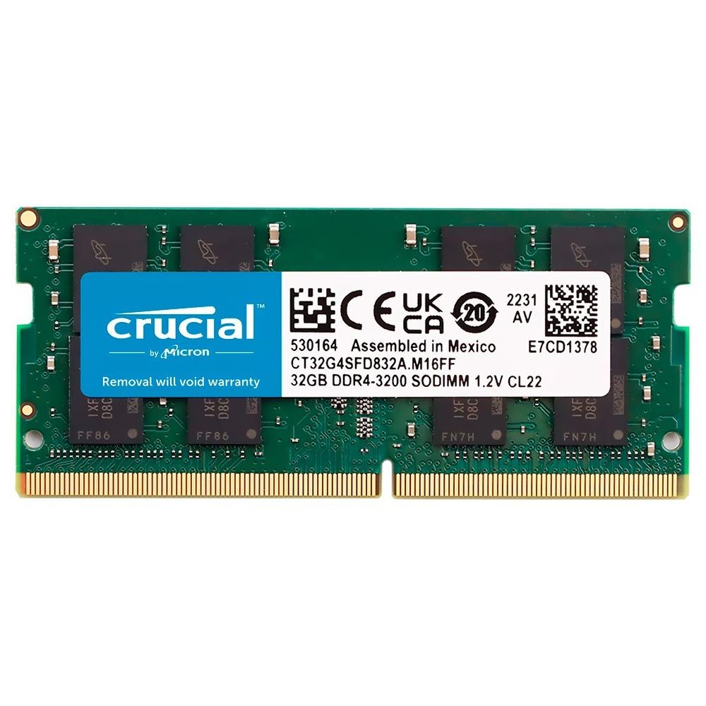 Memória RAM para Notebook Crucial DDR4 32GB 3200MHz CT32G4SFD832A SODIMM CL22 1.2V So-Dimm Performance