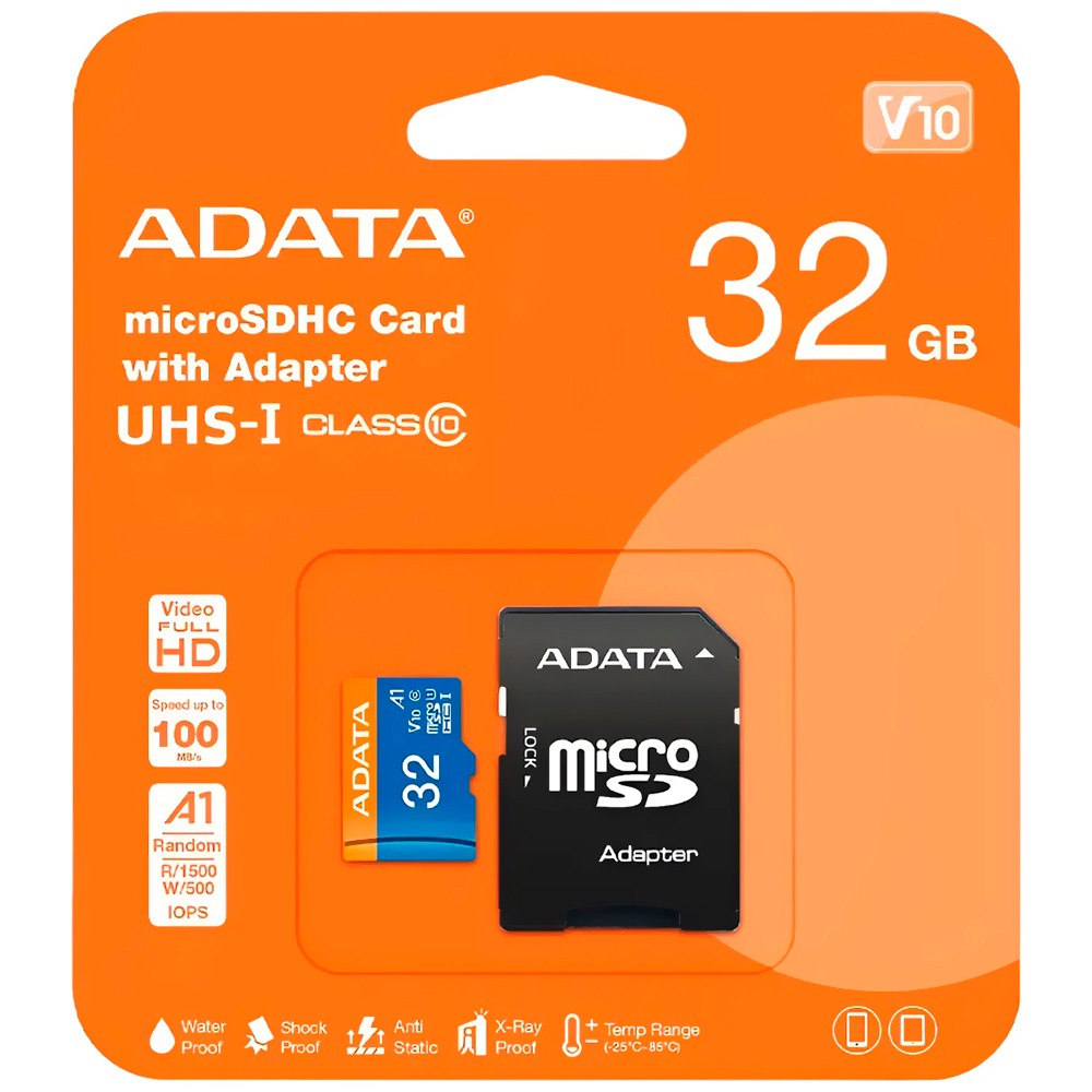 Cartão de Memória ADATA 32GB MicroSD Classe 10 UHS I com Adaptador SD