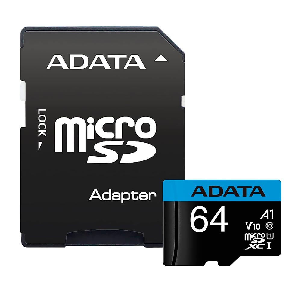 Cartão de Memória MicroSD ADATA 64GB Classe 10 A1 com Adaptador SD