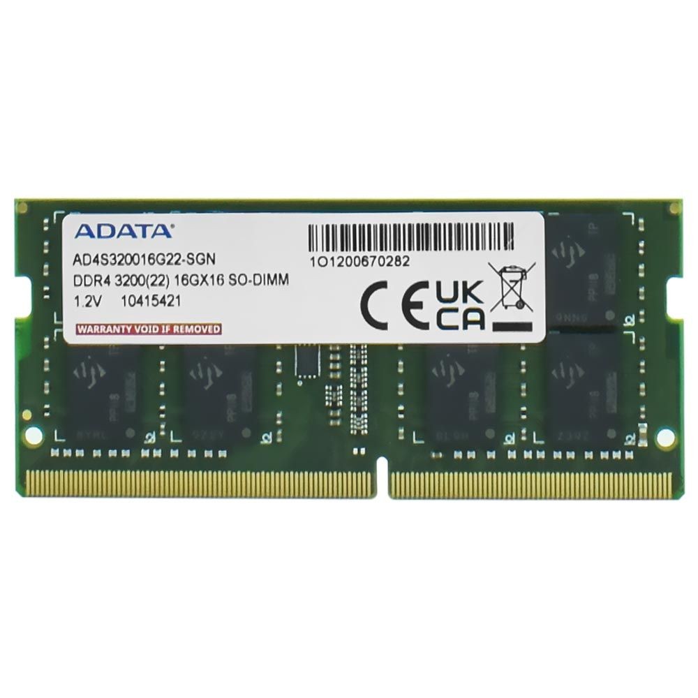 Memória RAM para Notebook ADATA DDR4 16GB 3200MHz AD4S320016G22-SGN SO-DIMM CL22 1.2V Performance Laptop
