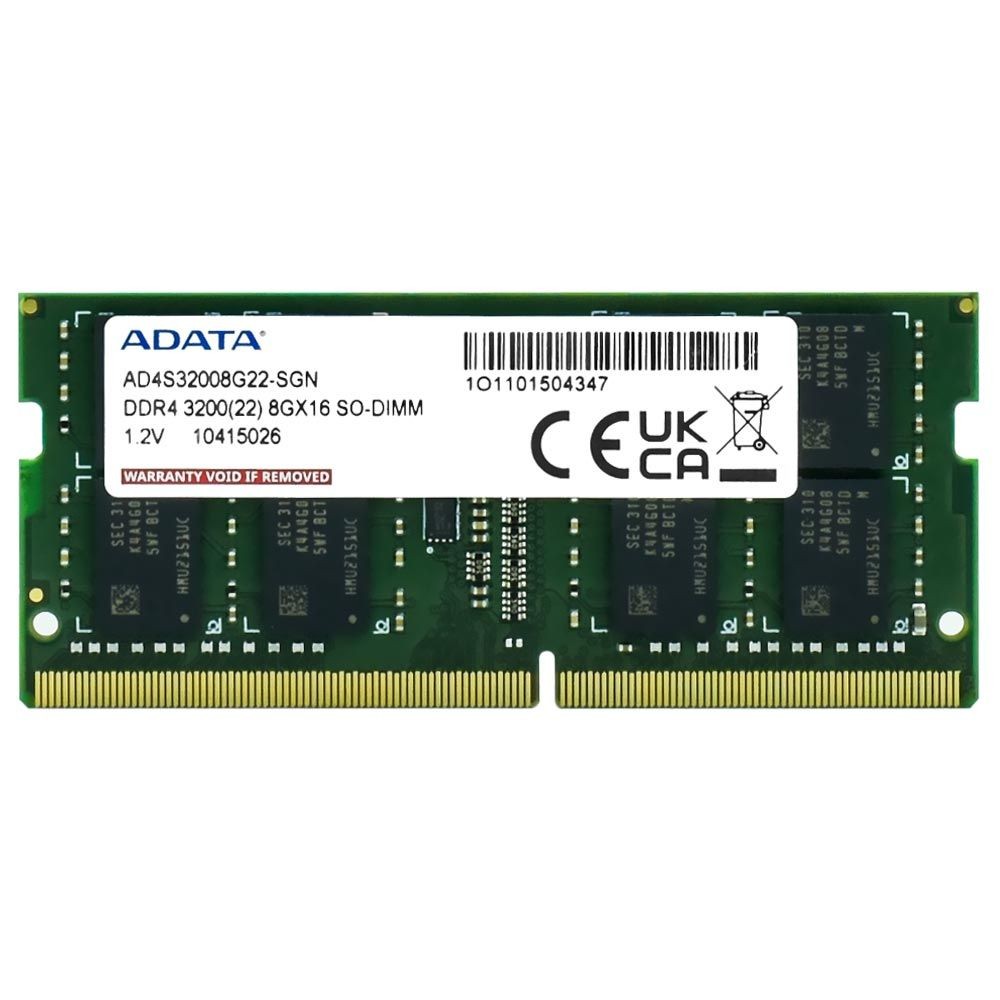 Memória RAM ADATA DDR4 8GB 3200MHz AD4S32008G22-SGN SO-DIMM Notebook CL22 1.2V Performance Upgrade