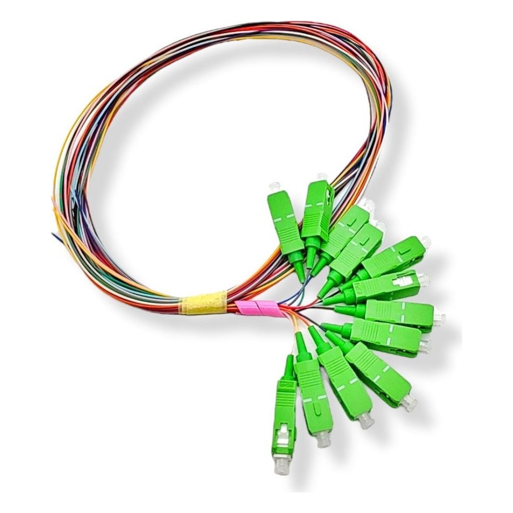 Kit Pigtail Óptico 12 Cores SC APC Monomodo 1 Metro Truex FTTH