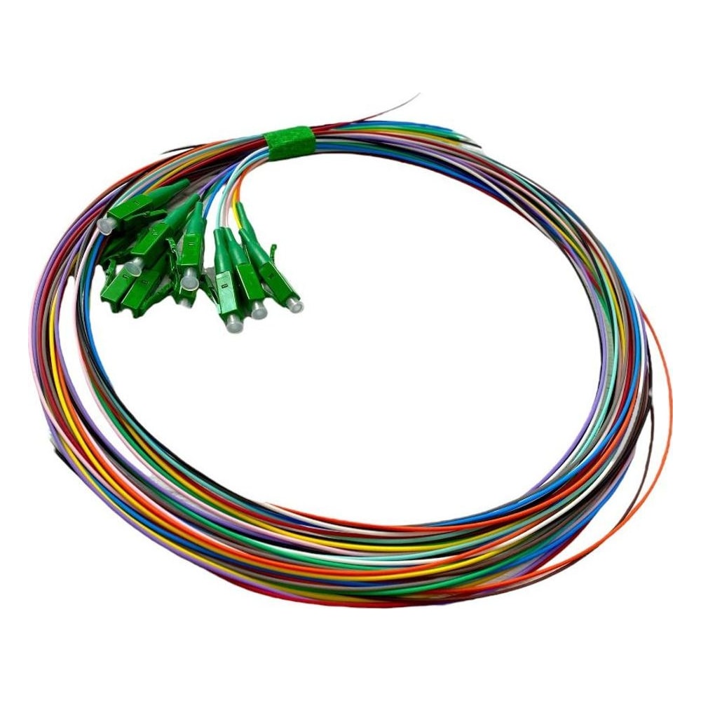 Kit 12 Cores Pigtail Fibra Optica LC APC 1.5M Monomodo FTTH Splice