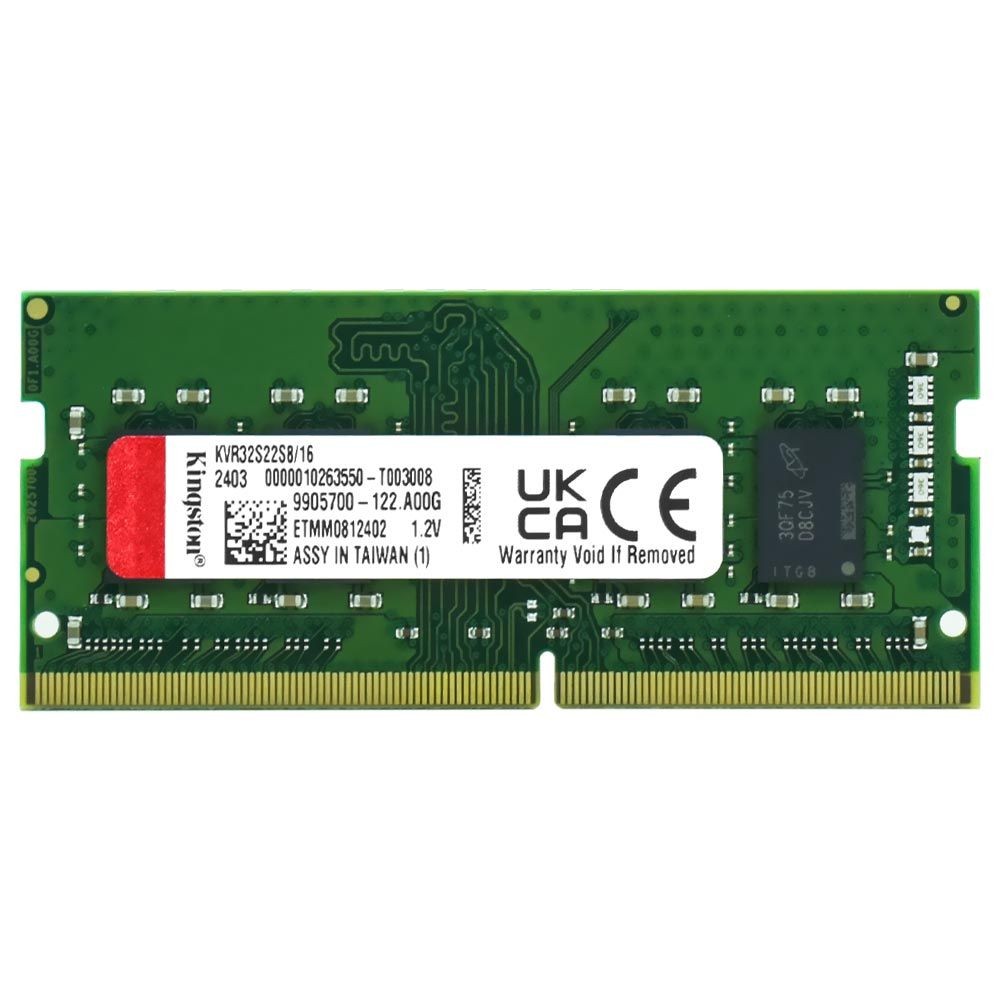 Memória RAM para Notebook Kingston DDR4 16GB 3200MHz KVR32S22S8/16 SODIMM CL22 1.2V