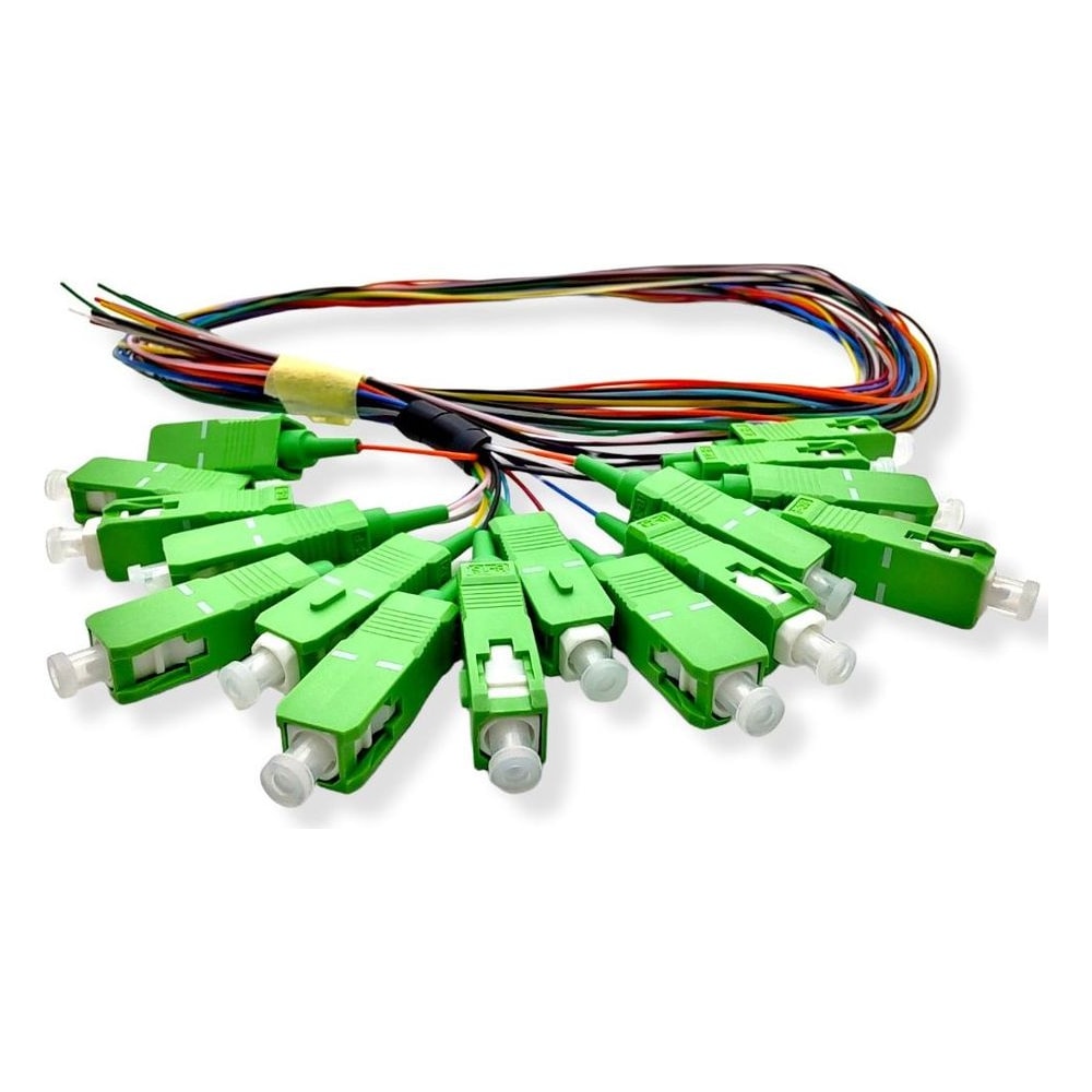 Cordão Pigtail Fibra Óptica SC APC Monomodo 1 Metro Kit 16 Cores Truex