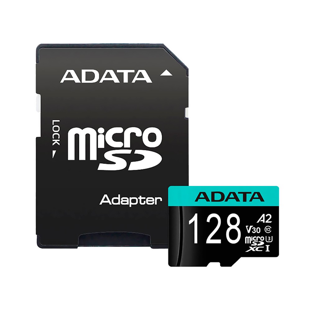 Cartão de Memória ADATA 128GB MicroSDXC UHS I V30 A2 para Câmera e Celular