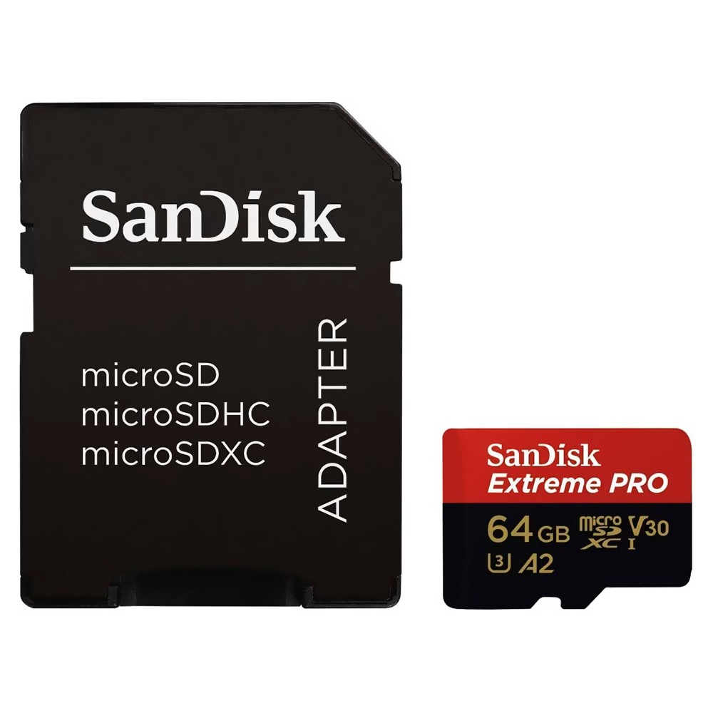 Cartão de Memória 64GB SanDisk Extreme Pro Micro SD 4K V30 A2 200MBs