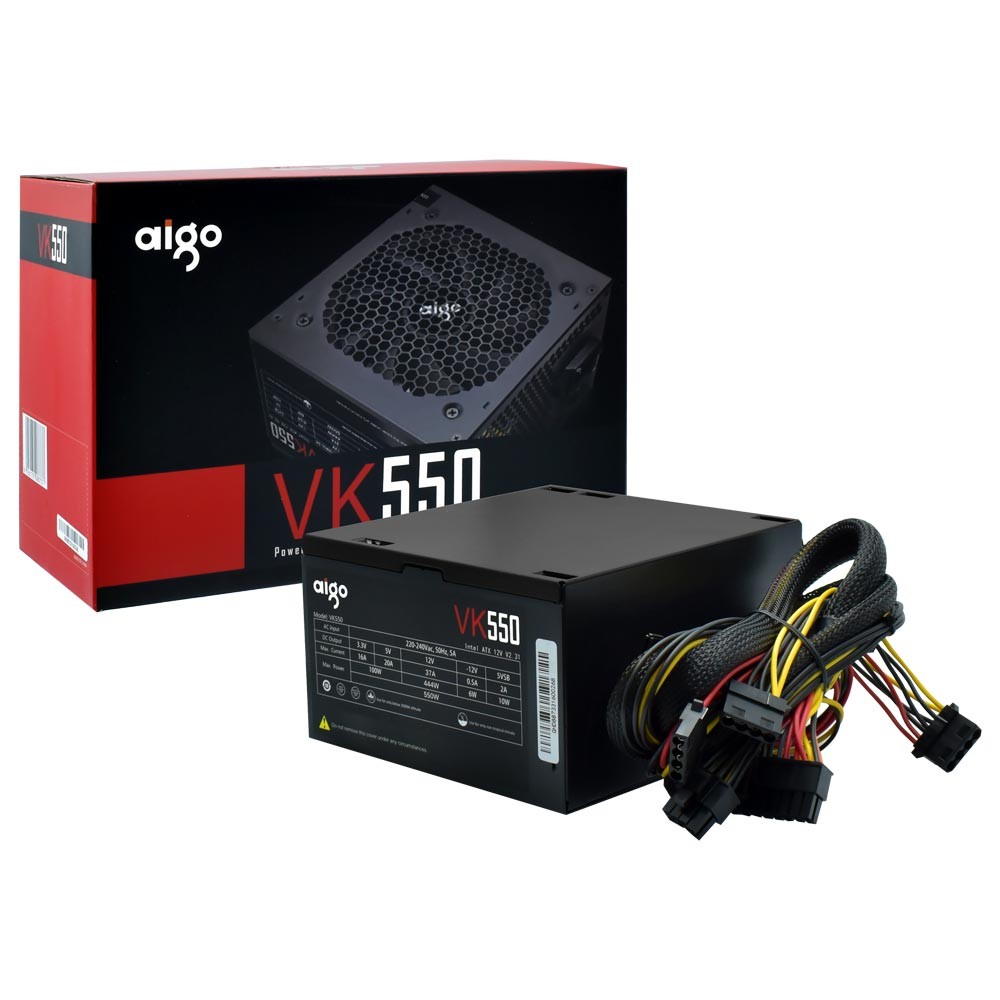 Fonte de Alimentação Aigo VK550 550W ATX PFC Ativo Silenciosa Preto