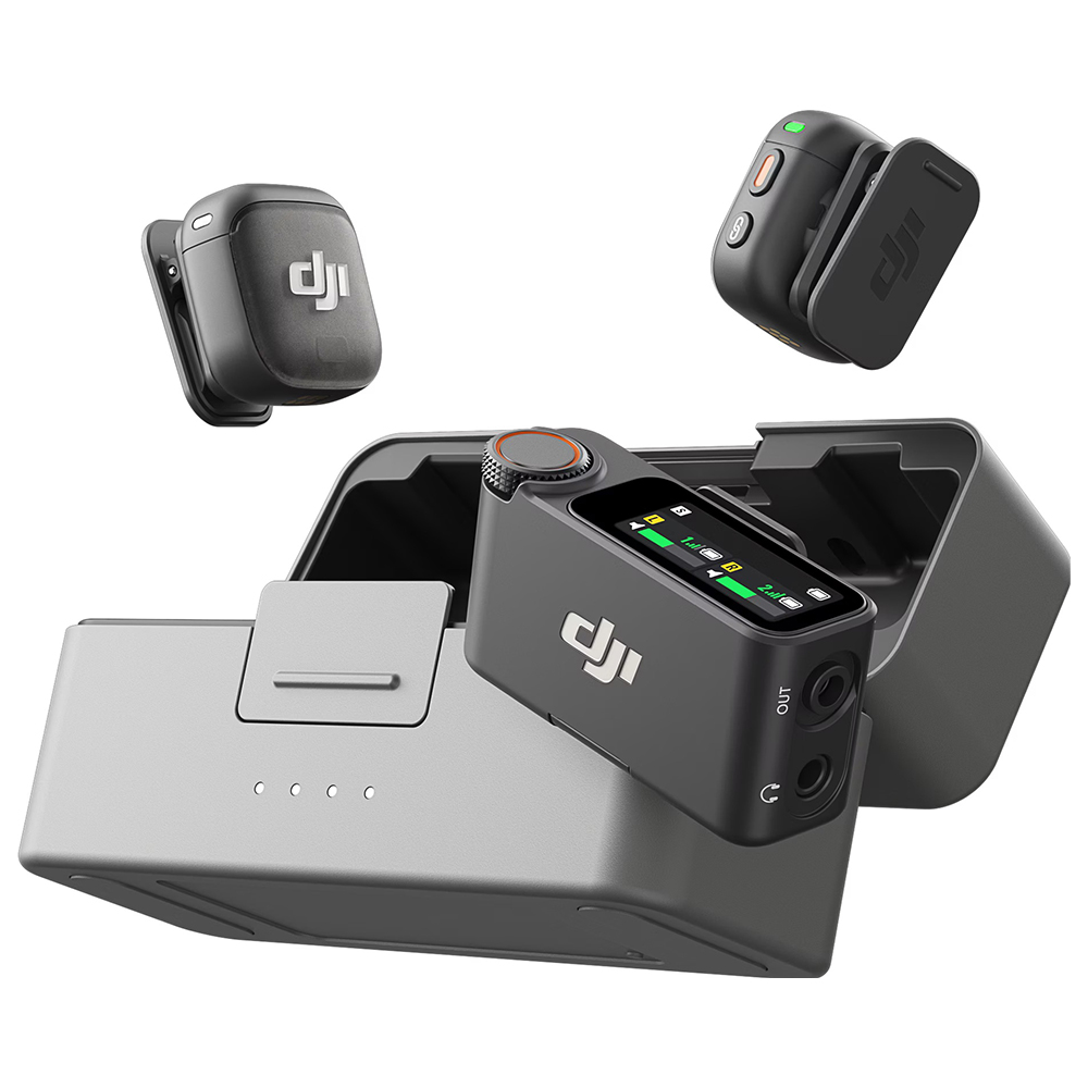 Microfone Sem Fio DJI Mic 3 com 2 Transmissores e Receptor USB-C Preto