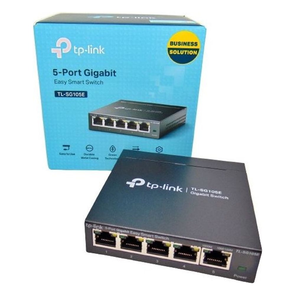 Switch TP-Link TL-SG105E Easy Smart 5 Portas Gigabit 10/100/1000Mbps Gerenciável Plug and Play Ideal Rede Doméstica