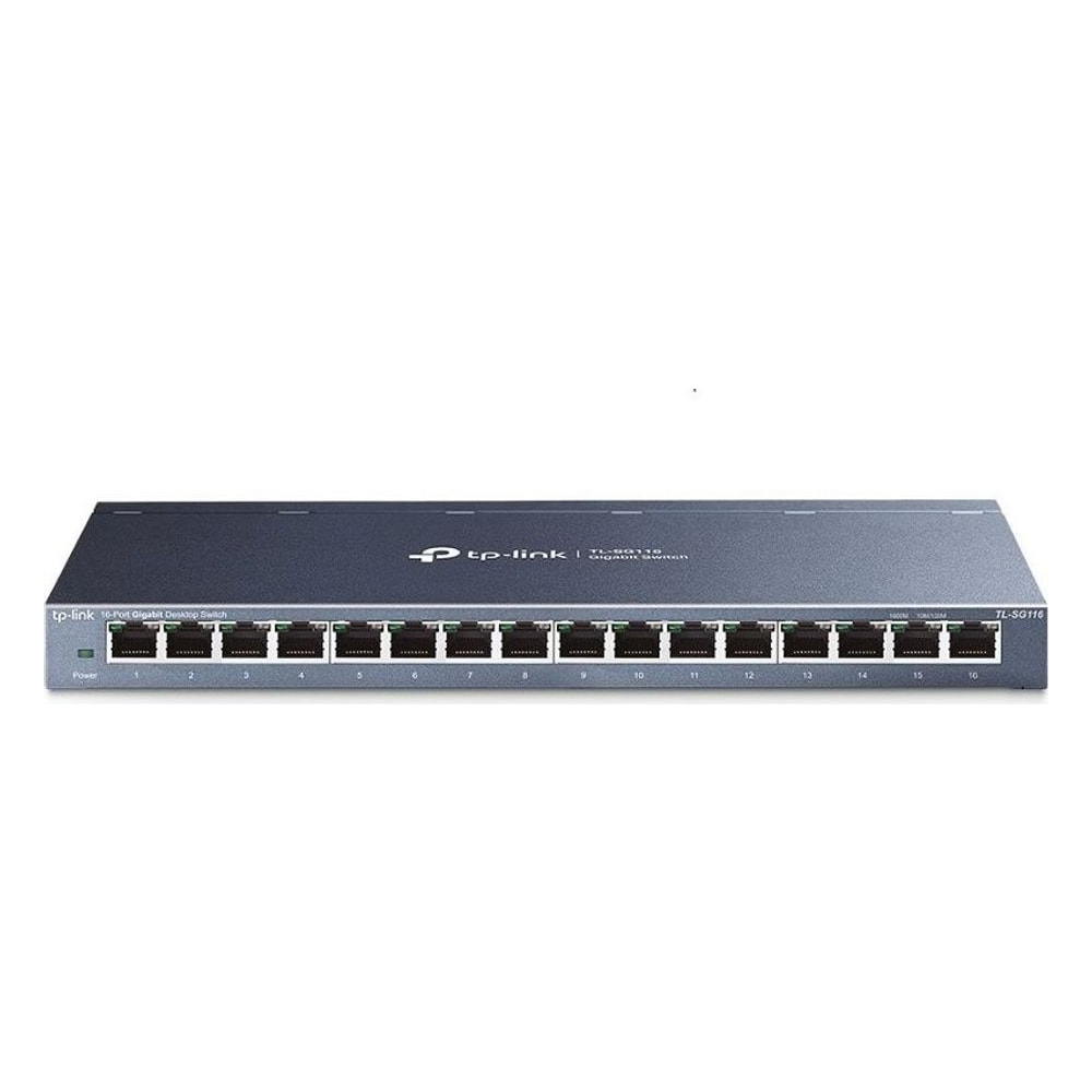 Switch TP-Link TL-SG116 16 Portas 10/100/1000Mbps Auto MDI/MDIX Gigabit Metal 19" Rackmount Ideal Rede Empresarial