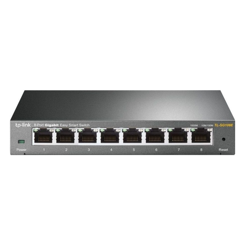 Switch TP-Link TL-SG108E 8 Portas 10/100/1000 Unmanaged Gigabit Ethernet Metal Montagem em Rack Ideal Rede Profissional