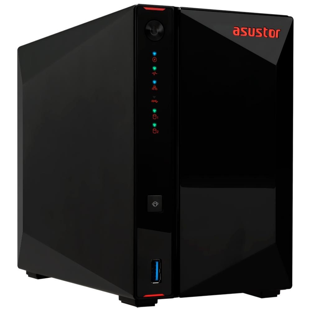 Servidor NAS Storage Asustor AS5402T Intel Celeron 2 Baias 4GB RAM DDR4 2.5GbE USB 3.2 Preto Nuvem Privada Backup