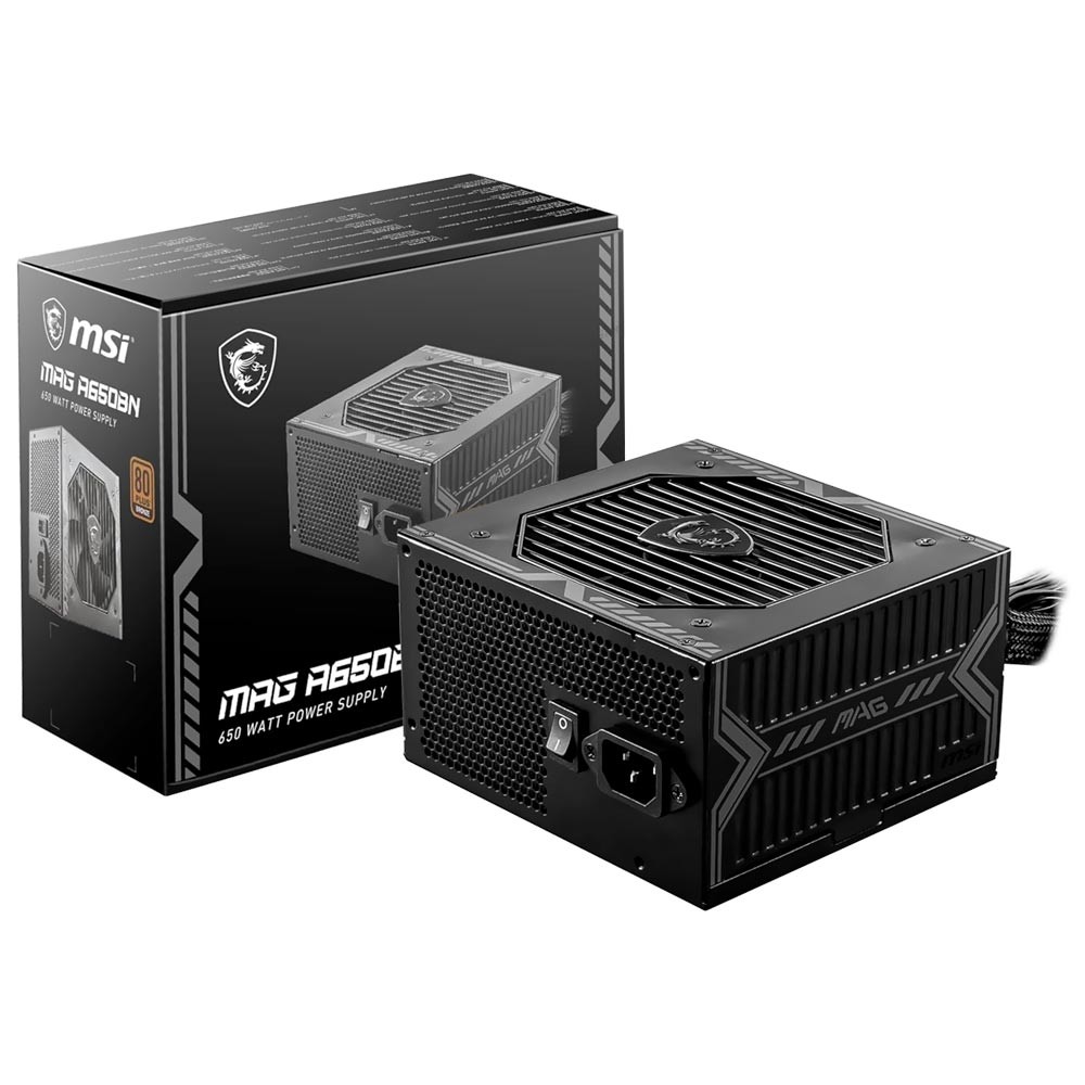 Fonte para PC MSI MAG A650BN 650W 80 Plus Bronze PFC Ativo Bivolt Preta