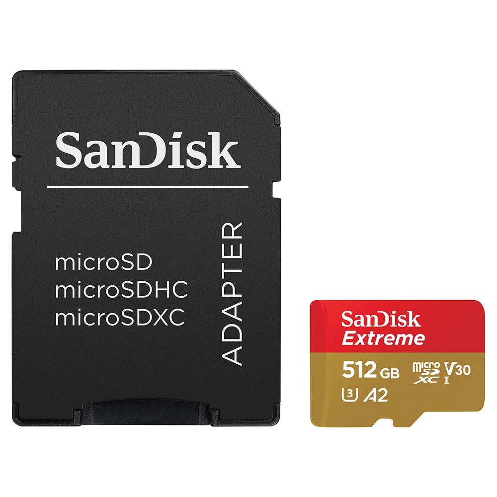 Cartão de Memória SanDisk Extreme 512GB Micro SDXC 4K V30 com Adaptador SD