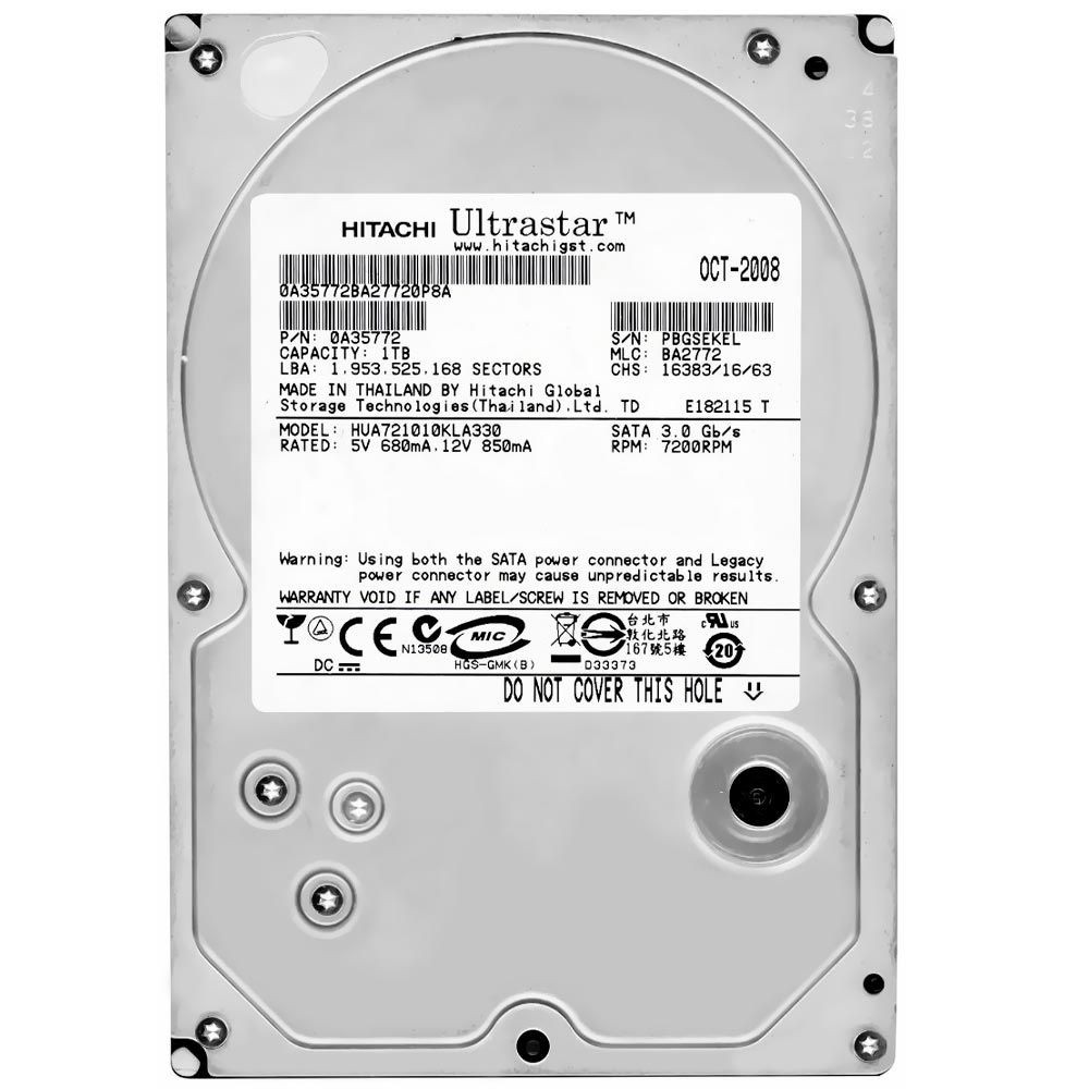 HD Interno Hitachi HGST Ultrastar HUA721010KLA330 1TB 3.5 7200RPM 32MB SATA II Enterprise Servidor Pull