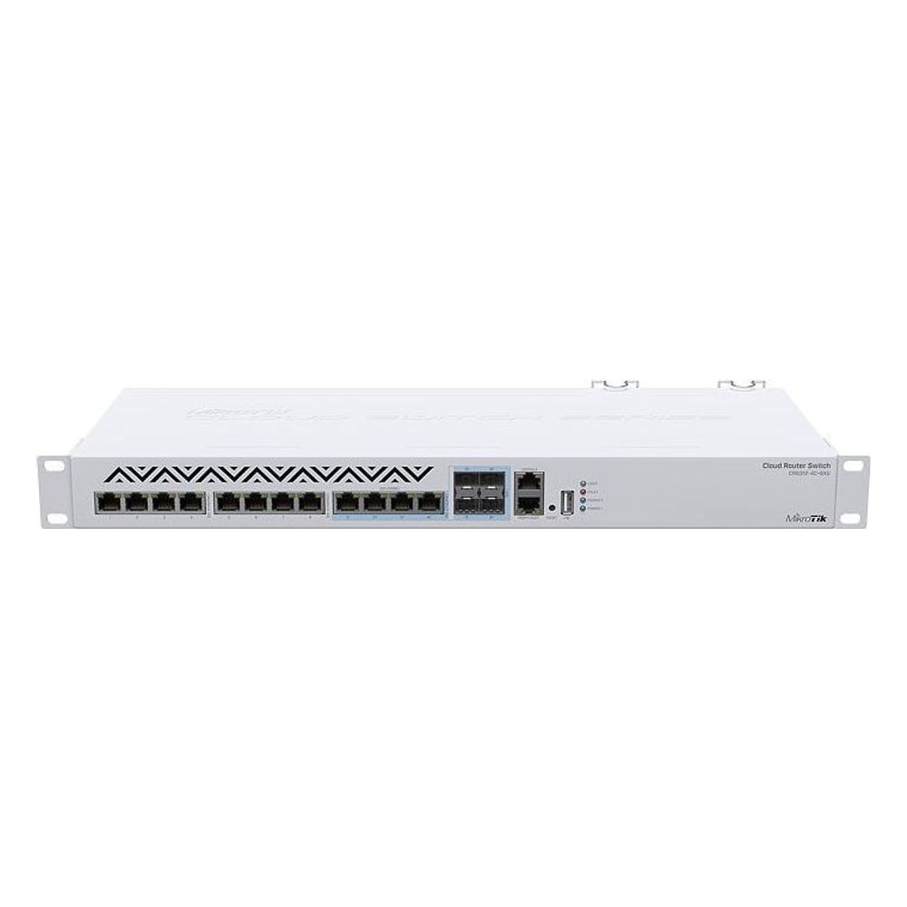 Switch Gerenciável MikroTik Cloud Router Switch CRS312-4C+8XG-RM L5 10G SFP+ Rackmount RouterOS Dual Power