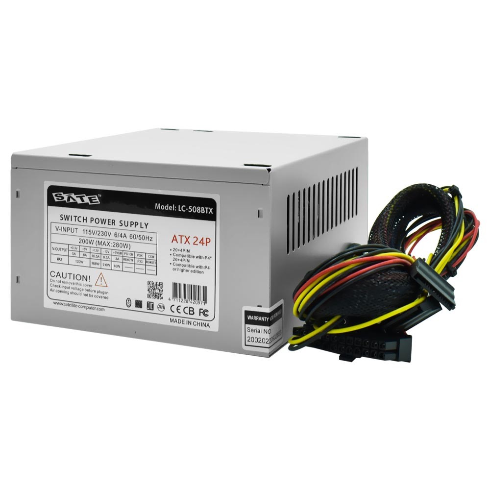Fonte para PC Desktop Satellite LC-508 200W ATX Bivolt Silenciosa