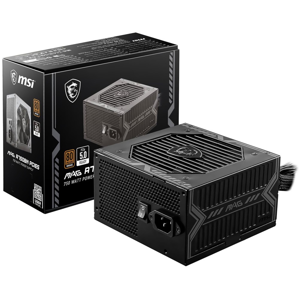 Fonte para PC MSI MAG A750BN 750W 80 Plus Bronze ATX 3.0 Bivolt Preta