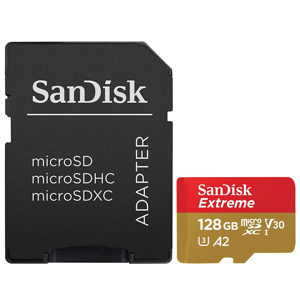 Cartão de Memória SanDisk Extreme 128GB MicroSD 4K V30 A2 com Adaptador