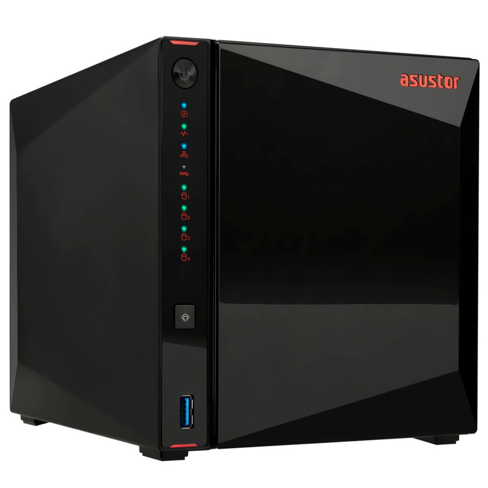 Servidor NAS Storage Asustor AS5404T Intel Celeron N5105 4 Baias 4GB RAM 2.5GbE USB 3.2 Preto