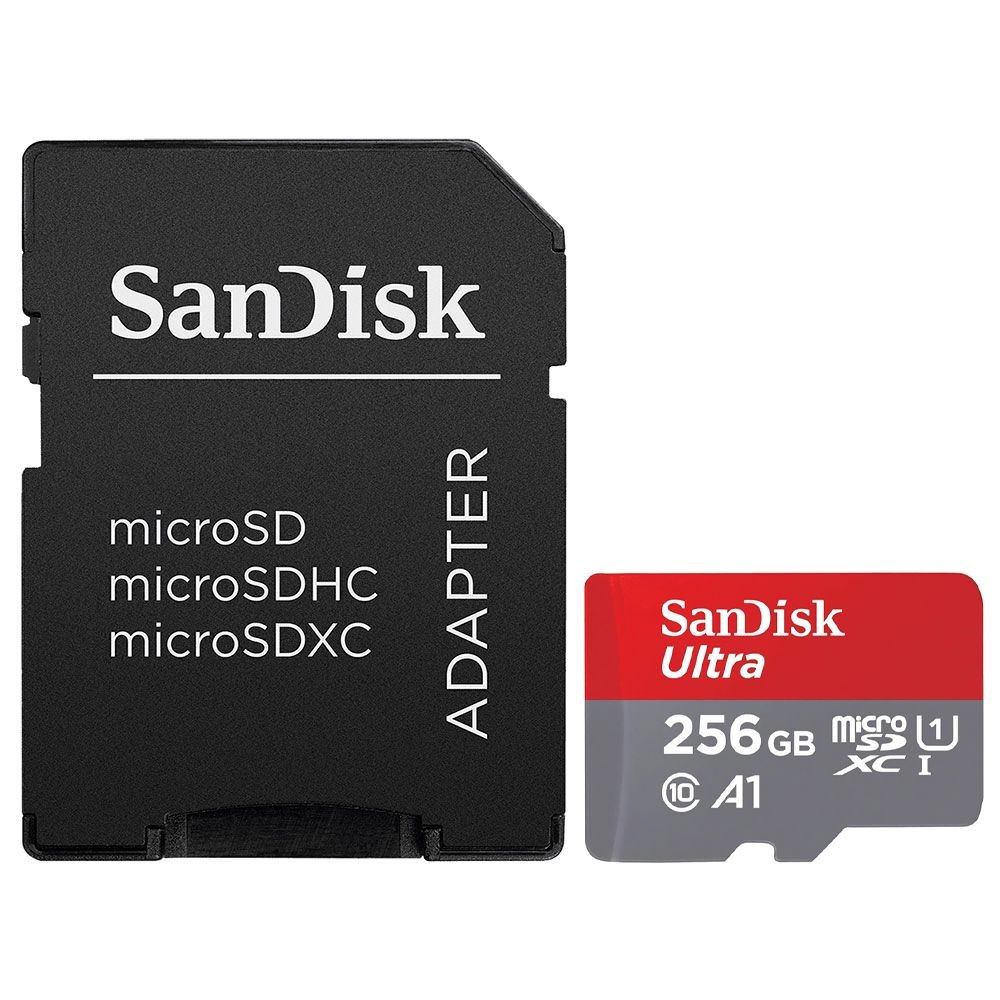 Cartão de Memória Micro SD SanDisk Ultra 256GB SDSQUAC-256G-GN6MA Classe 10 A1 U1 Full HD 150MB/s Com Adaptador SD