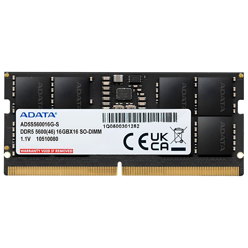 Memória RAM para Notebook ADATA DDR5 16GB 5600MHz AD5S560016G-S SODIMM SO-DIMM CL46 1.1V Módulo Único Desempenho
