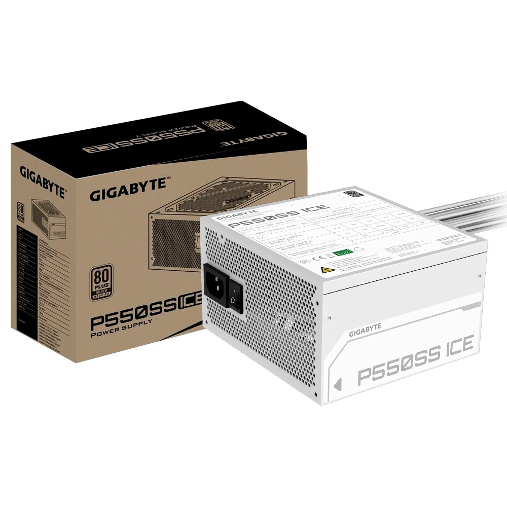 Fonte para PC Gigabyte 550W Ice ATX 80 Plus Silver Bivolt Preta