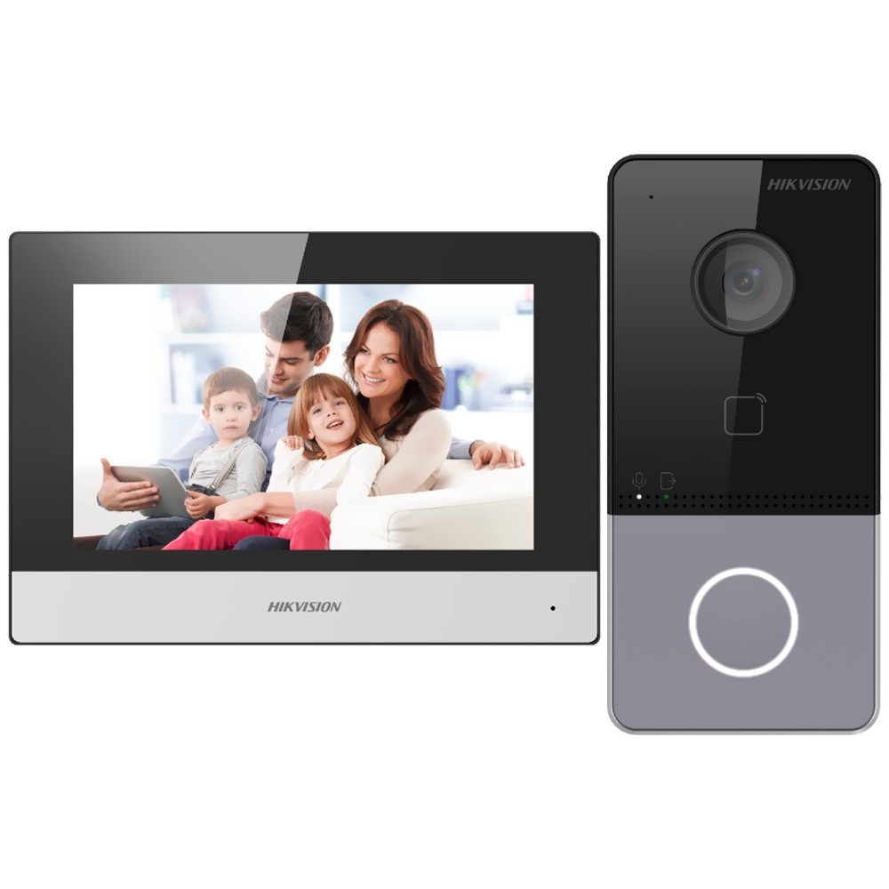 Vídeo Porteiro Hikvision DS-KIS603-P(C) Tela Touch 7 Tecnologia PoE - Preto