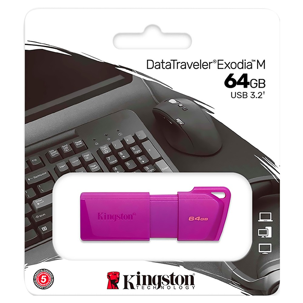 Pendrive Kingston DataTraveler Exodia M KC-U2L64-7LP 64 GB Conector USB-A - Roxo