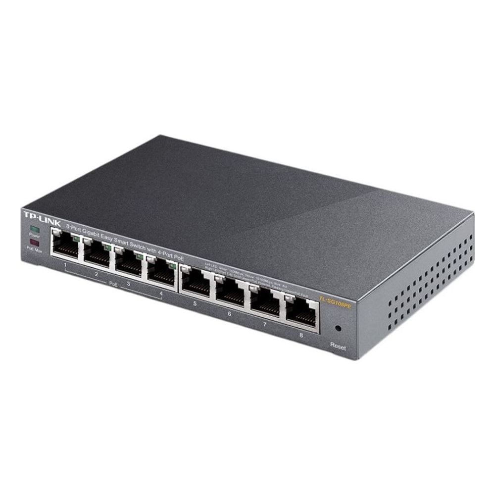 Switch TP-Link TL-SG108PE 8 Portas 10/100/1000 PoE Easy Smart 802.3af/at Gerenciável Rack 19