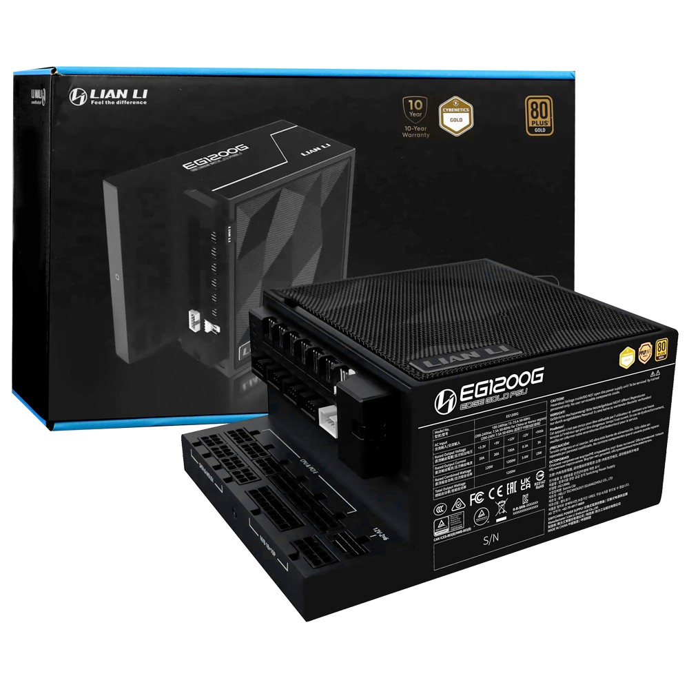 Fonte Gamer 1200W Lian Li EG1200G Modular 80 Plus Gold Bivolt Preta