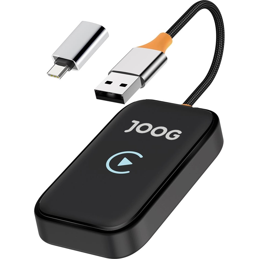 Adaptador Wireless CarPlay Joog JG-CP12 Dongle Sem Fio Bluetooth Wi-Fi 5GHz Conversor Automotivo Plug and Play Alta Velocidade Estável