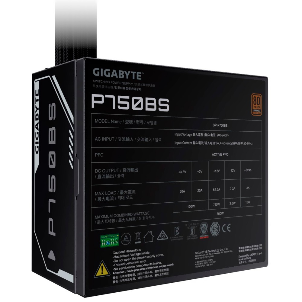 Fonte Gamer Gigabyte 750W GP-P750BS 80 Plus Bronze PFC Ativo Bivolt