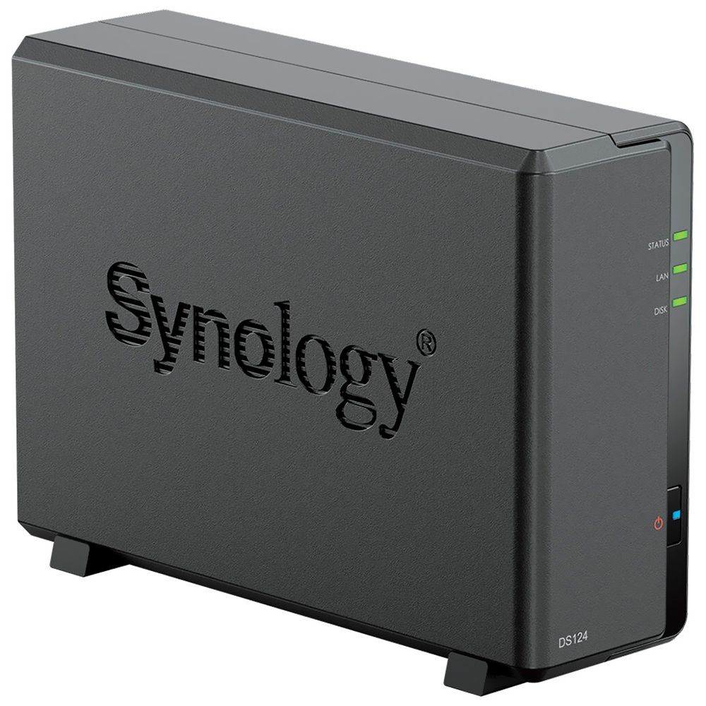 Servidor NAS Storage Synology DiskStation DS124 Realtek RTD1619B 1GB RAM 1 Baia USB 3.2 LAN Gigabit Cloud Backup Profissional