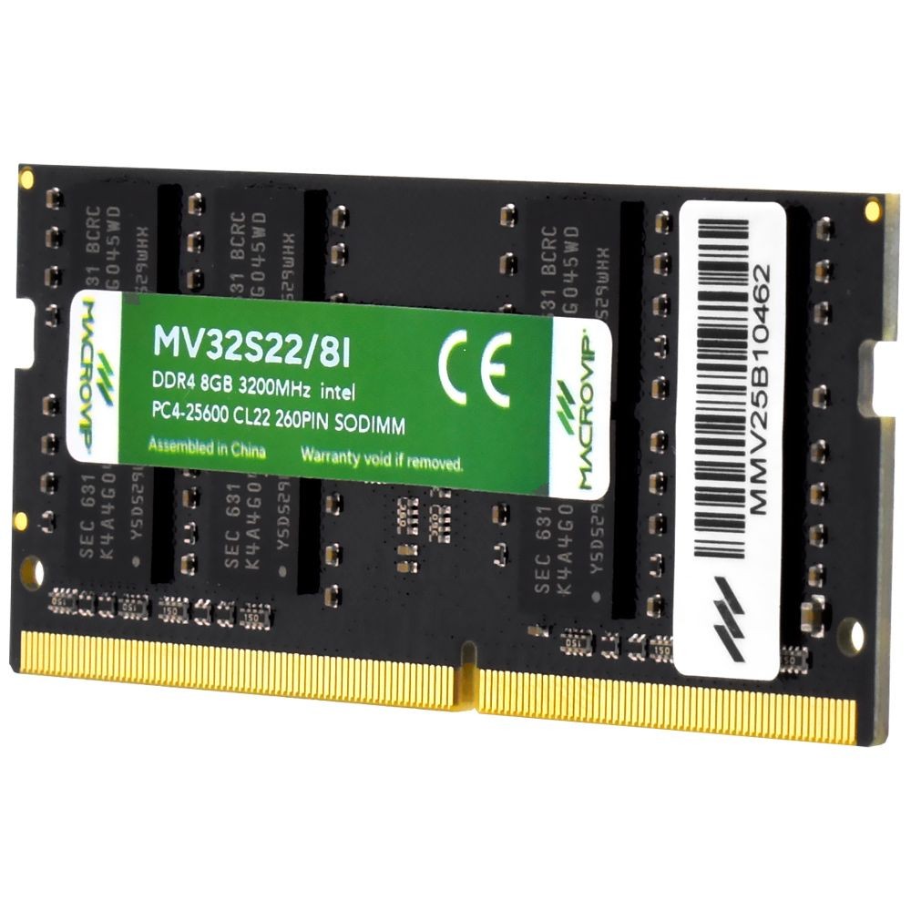 Memória RAM para Notebook Macrovip 8GB DDR4 3200MHz MV32S22/8I SODIMM SO-DIMM CL22 1.2V Performance Upgrade