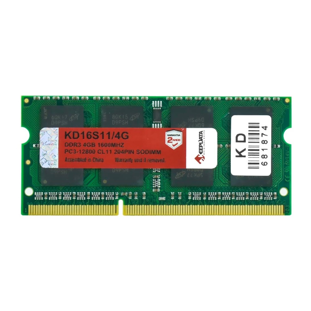 Memória RAM Notebook KeepData KD16S11/4G 4GB DDR3 1600MHz SODIMM PC3-12800 CL11 Upgrade Desempenho Alta Velocidade