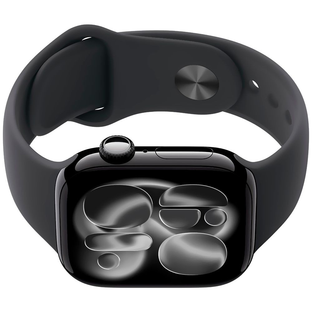 Smartwatch Apple Watch S11 MEQT4LW/A 42mm GPS Caixa Alumínio Jet Black Pulseira Esportiva Preta S/M