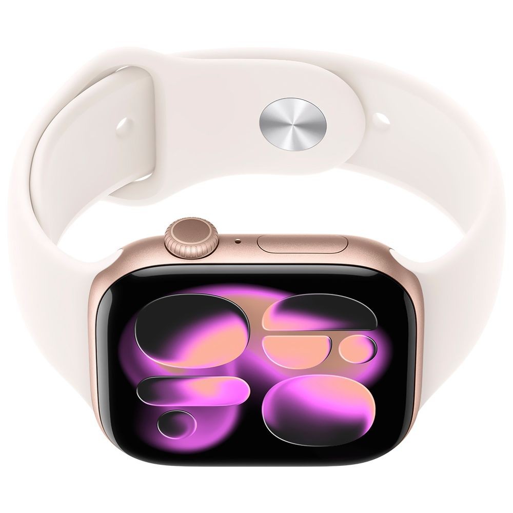 Smartwatch Apple Watch S11 MEU04LW/A 42mm GPS Caixa Alumínio Rose Gold Pulseira Esportiva Light Blush S/M