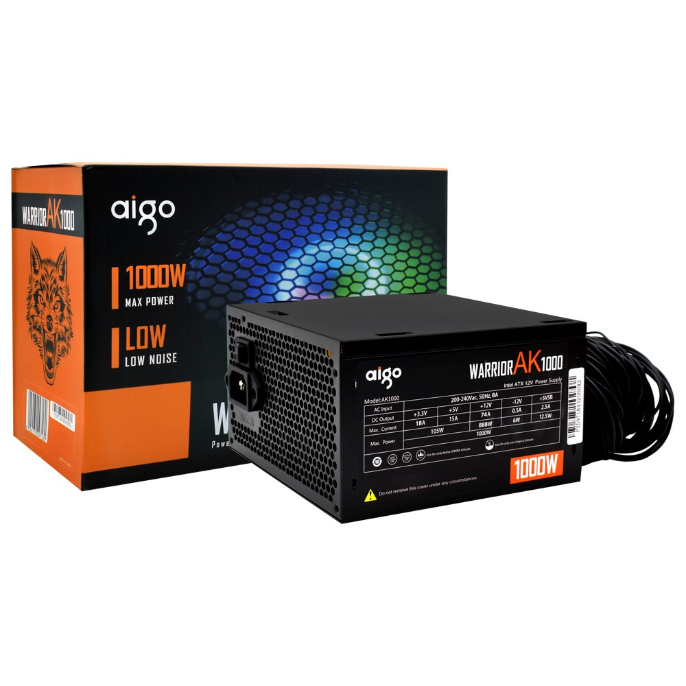 Fonte Gamer Aigo AK1000 1000W PFC Ativo Bivolt Silenciosa